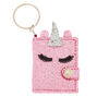 Glitter Unicorn Mini Diary Keychain - Pink,