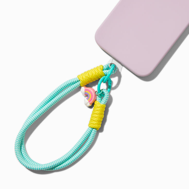 Mint &amp; Yellow Flower Phone Wrist Strap,