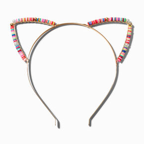 Rainbow Disc Beads Cat Ears Headband,