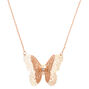Rose Gold Filigree Butterfly Long Pendant Necklace,