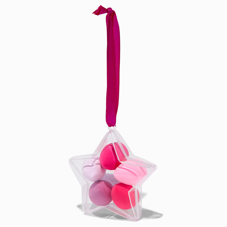Boule de No&euml;l en forme d&#39;&eacute;toile remplie de mini &eacute;ponges &agrave; maquillage - Lot de 5,