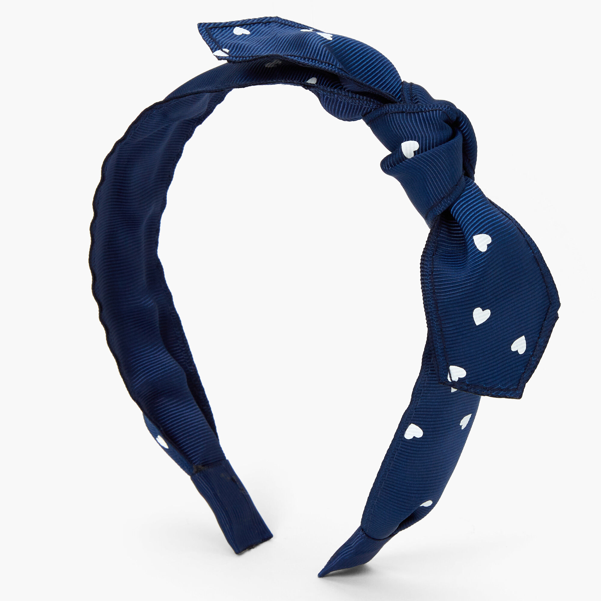 Claire's Serre-tête à nœud cœur bleu marine et blanc Claire's Club