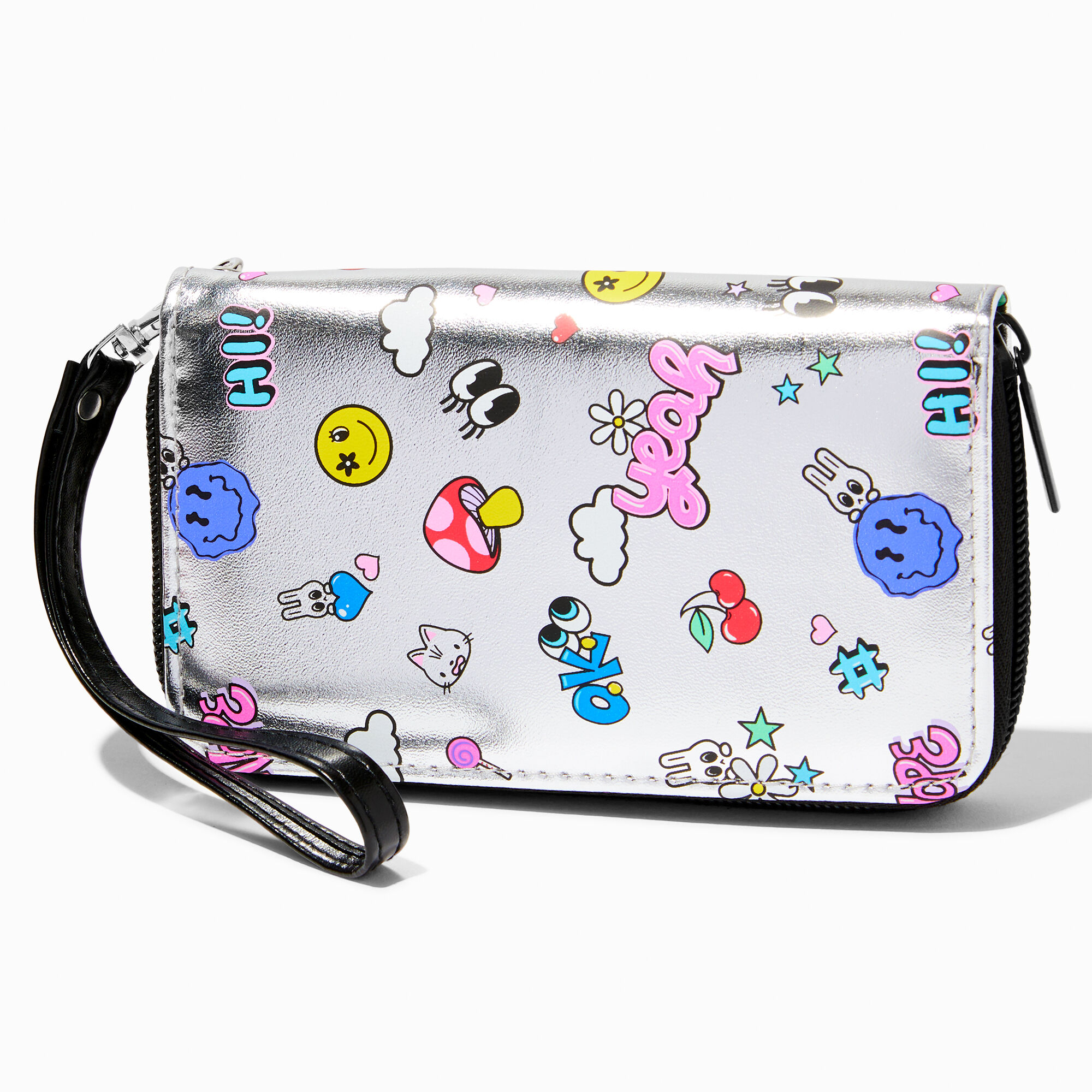 Trendy Icons Printed Wristlet,