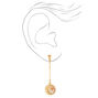 Gold 2&quot; Crescent Moon Opal Stone Bar Drop Earrings,
