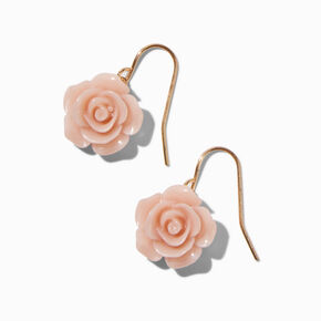Pink Carved Rose 0.5&quot; Drop Earrings,