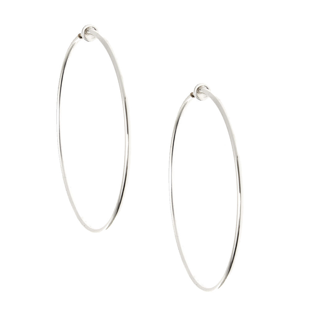Silver 70MM Clip On Hoop Earrings,