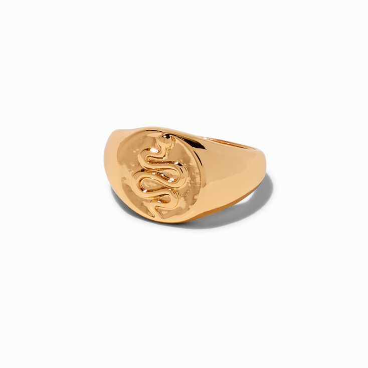 Gold-tone Snake Signet Ring,