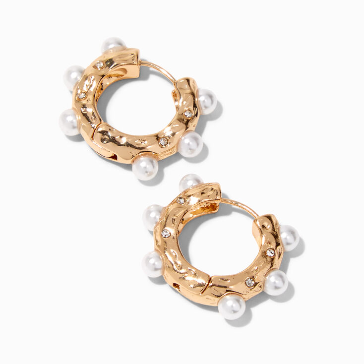 Gold-tone Embellished 25MM Thick Hoop Earrings,