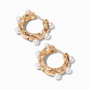 Gold-tone Embellished 25MM Thick Hoop Earrings,