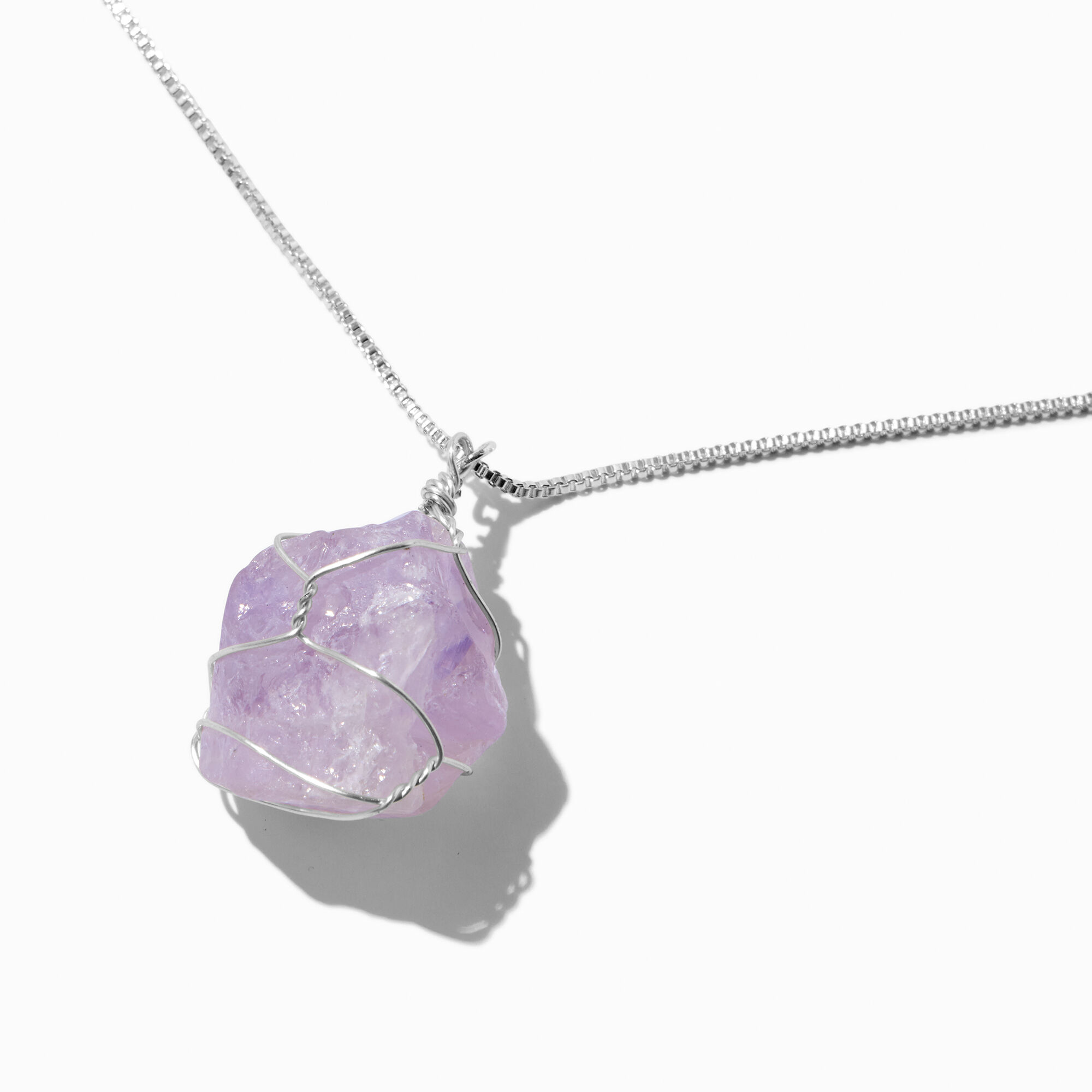 Wire-Wrapped Purple Crystal Amethyst Long Pendant Necklace ,