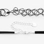 Black Double Cord Tattoo Choker Necklace Set - 2 Pack,