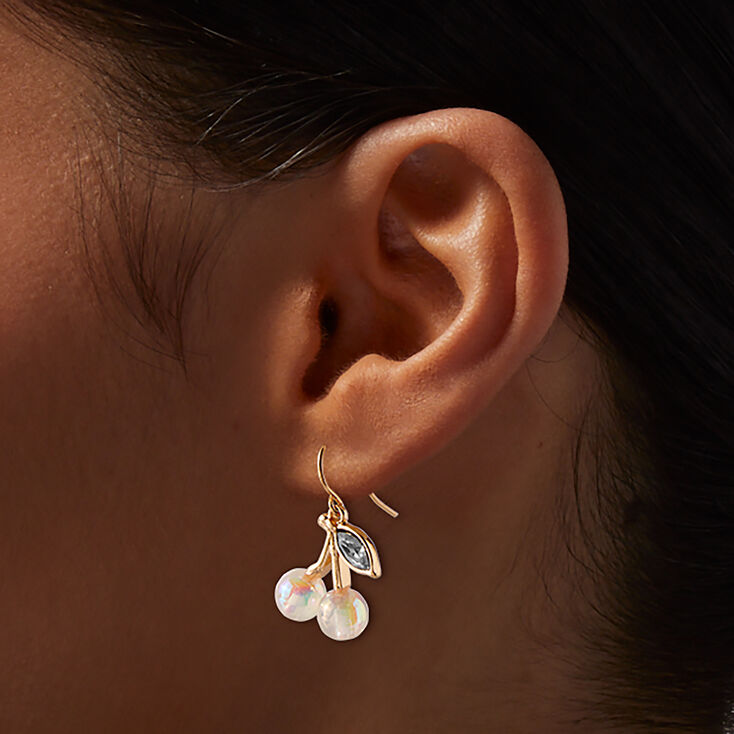 Pearlized Cherry Drop Earrings,