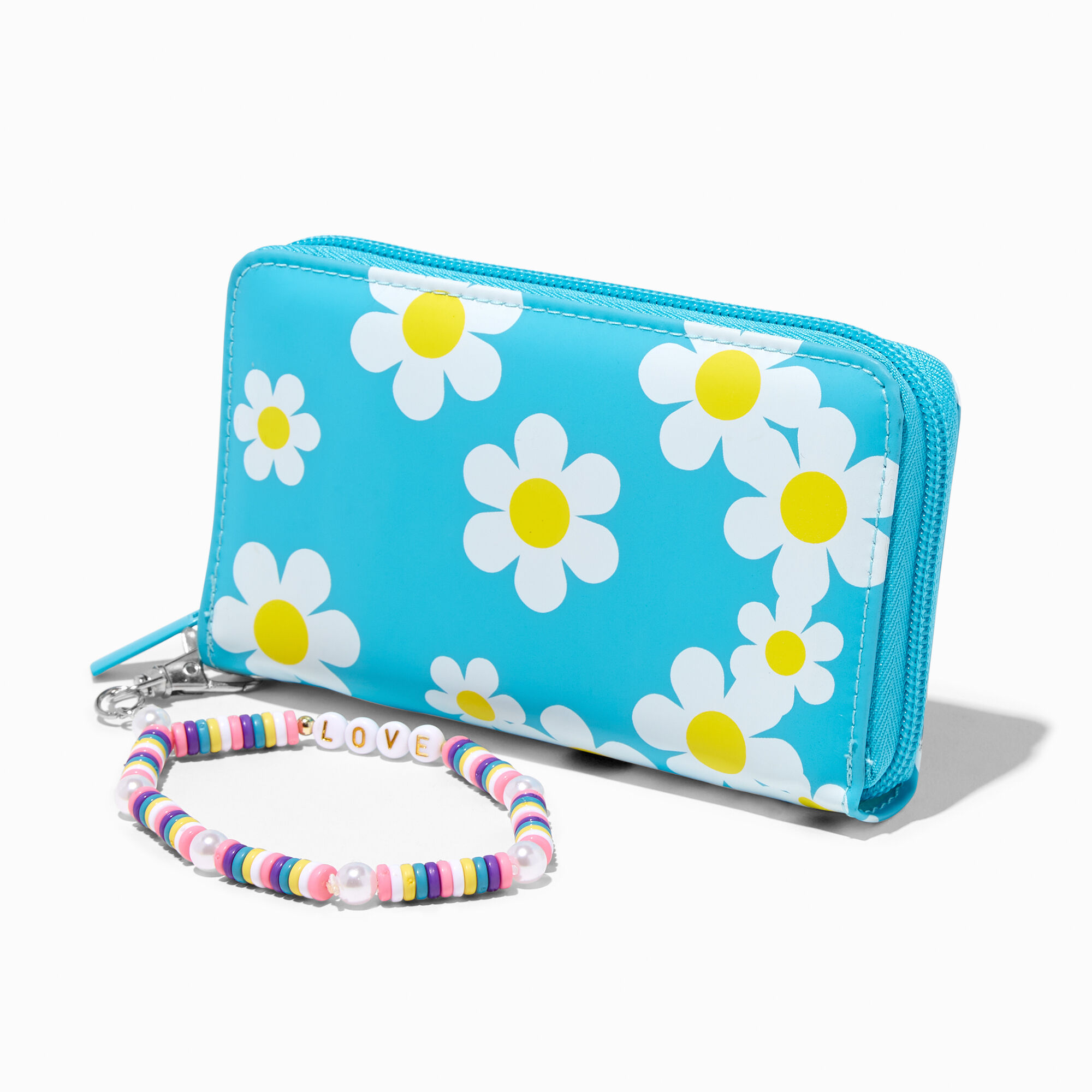 View Claires Daisy Wristlet Wallet Blue information
