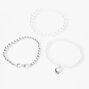 Bracelets perle d&#39;imitation c&oelig;ur couleur argent&eacute;e occasion sp&eacute;ciale Claire&#39;s&nbsp;Club &#40;lot de 3&#41;,