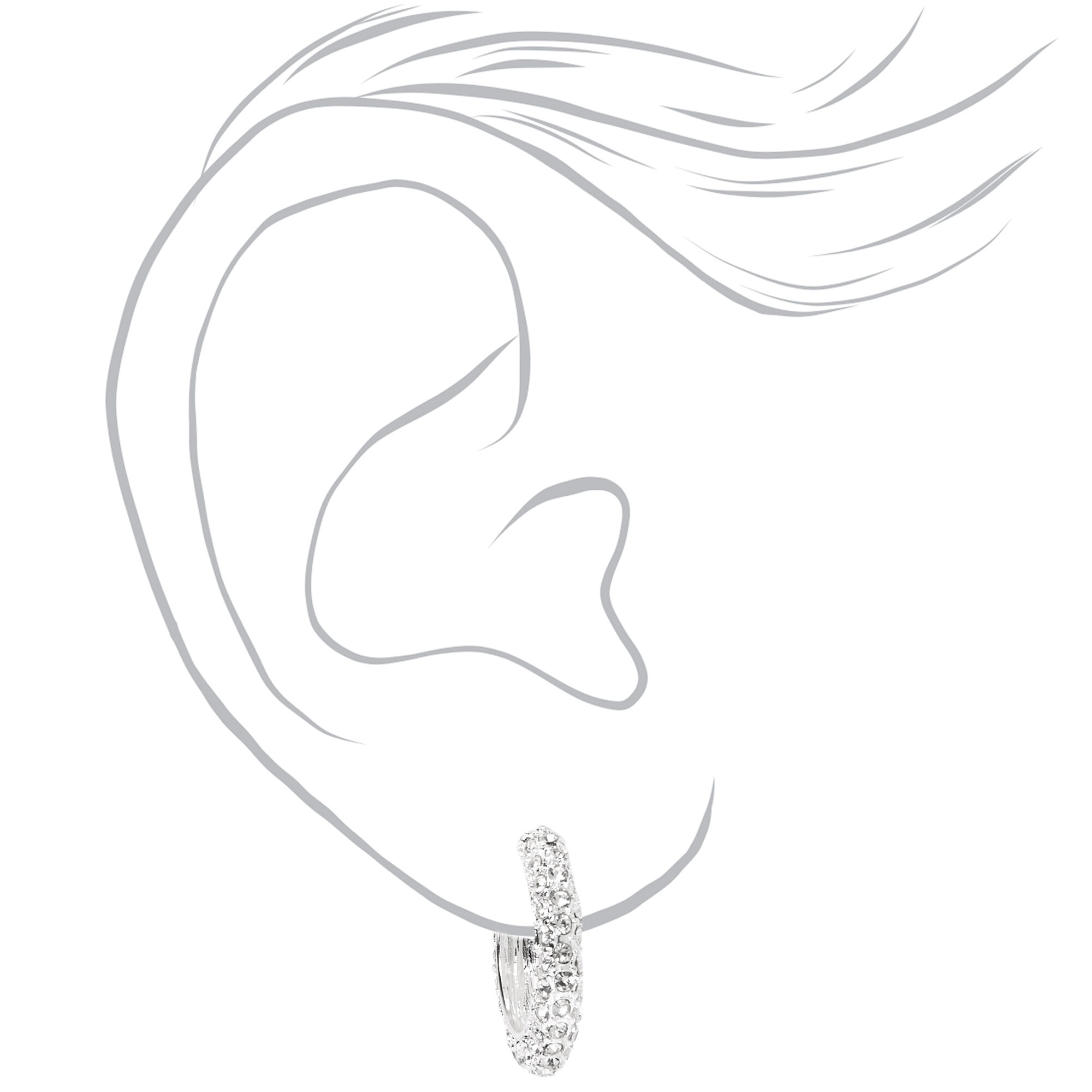 Silver Rhinestone Hair Pins, Snap Clip, & Earring Set,
