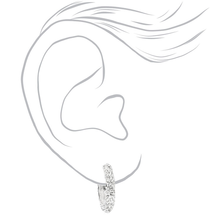 Silver Rhinestone Hair Pins, Snap Clip, &amp; Earring Set,