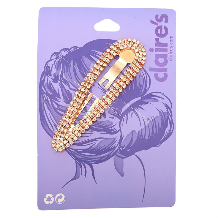 Claire's Barrette volumineuse avec strass couleur doré rose