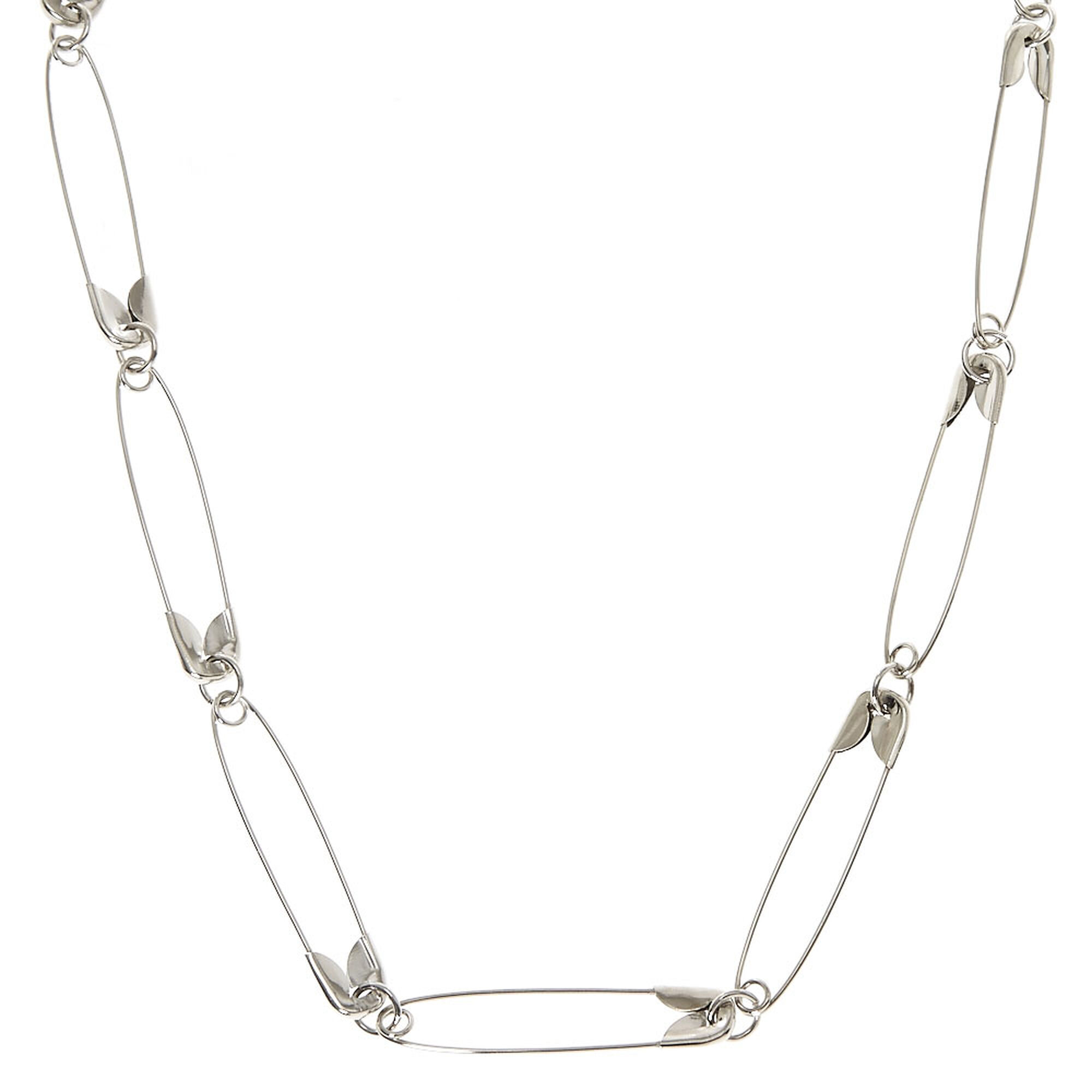 Silver Safety Pin Necklace Claire S Us