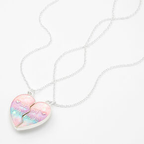 Best Friends Pastel Ombr&eacute; Split Heart Pendant Necklaces - 2 Pack,