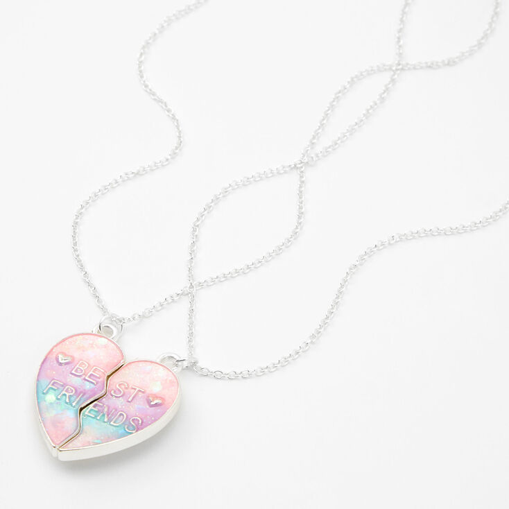 Best Friends Pastel Ombre Split Heart Pendant Necklaces - 2 Pack ...