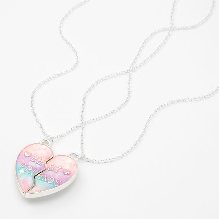Best Friends Pastel Ombr&eacute; Split Heart Pendant Necklaces - 2 Pack,