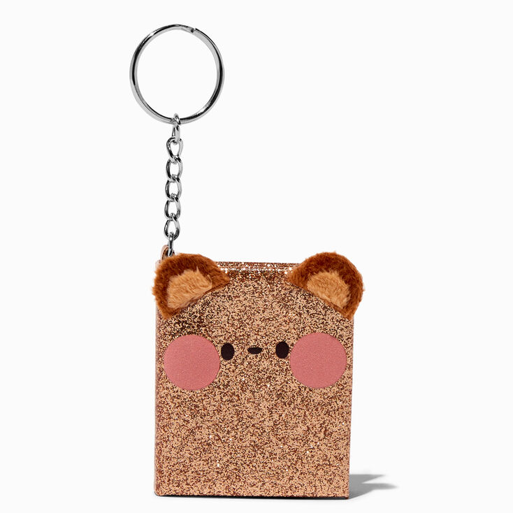 Porte-cl&eacute;s mini journal ours marron,