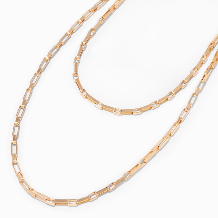 Gold-tone Box Link Multi-Strand Necklace,