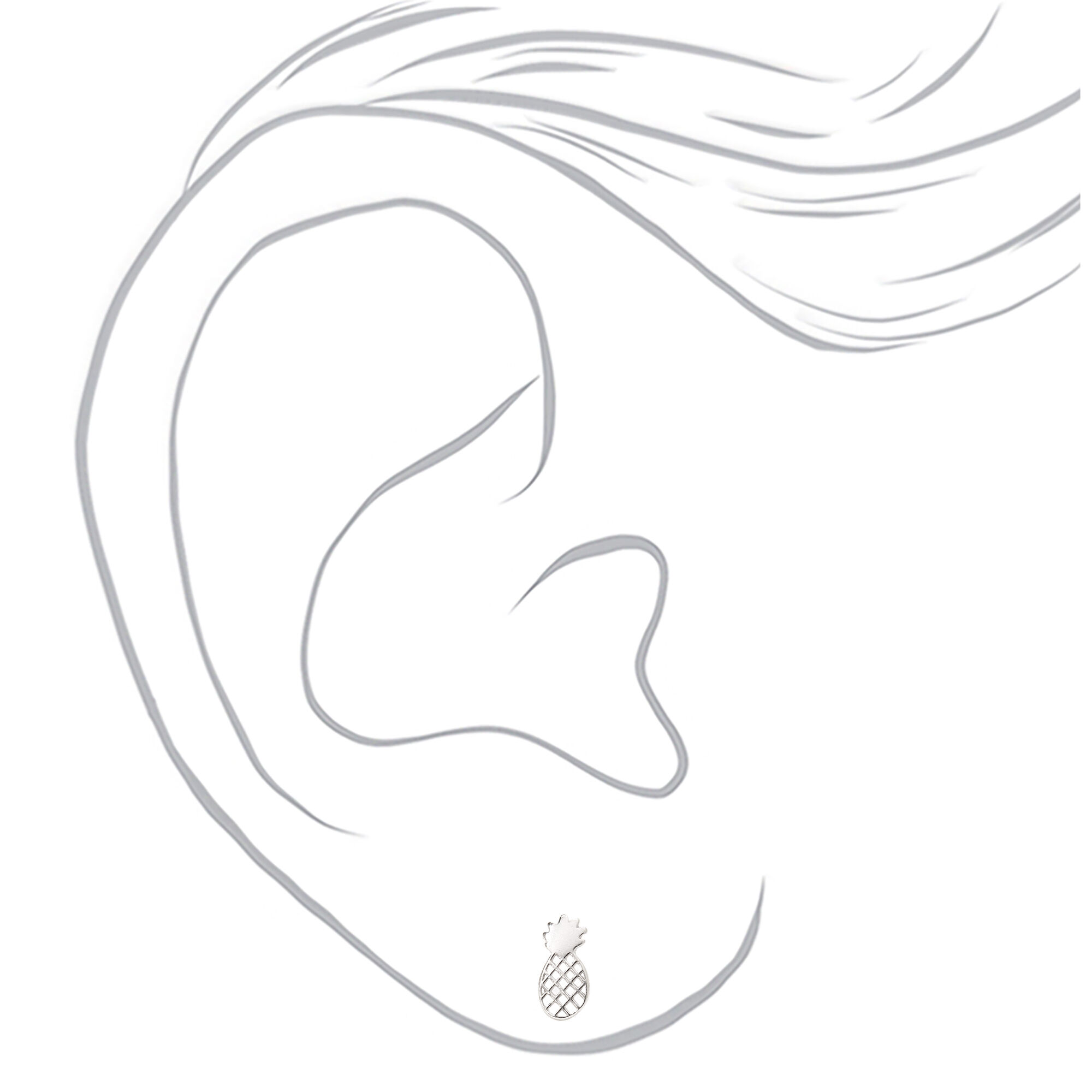 Sterling Silver Pineapple Stud Earrings,