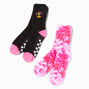 Be Happy &amp; Pink Tie Dye Plush Slipper Socks - 2 Pack,