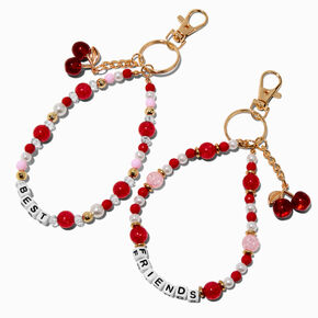Porte-cl&eacute;s perl&eacute;s cerise best friends - Lot de 2,