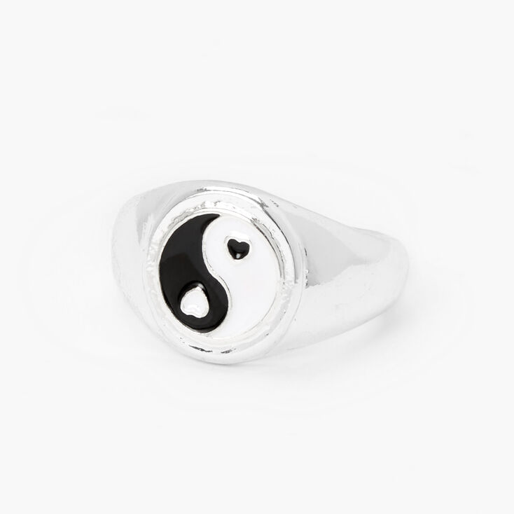 Silver-tone Yin Yang Heart Ring,