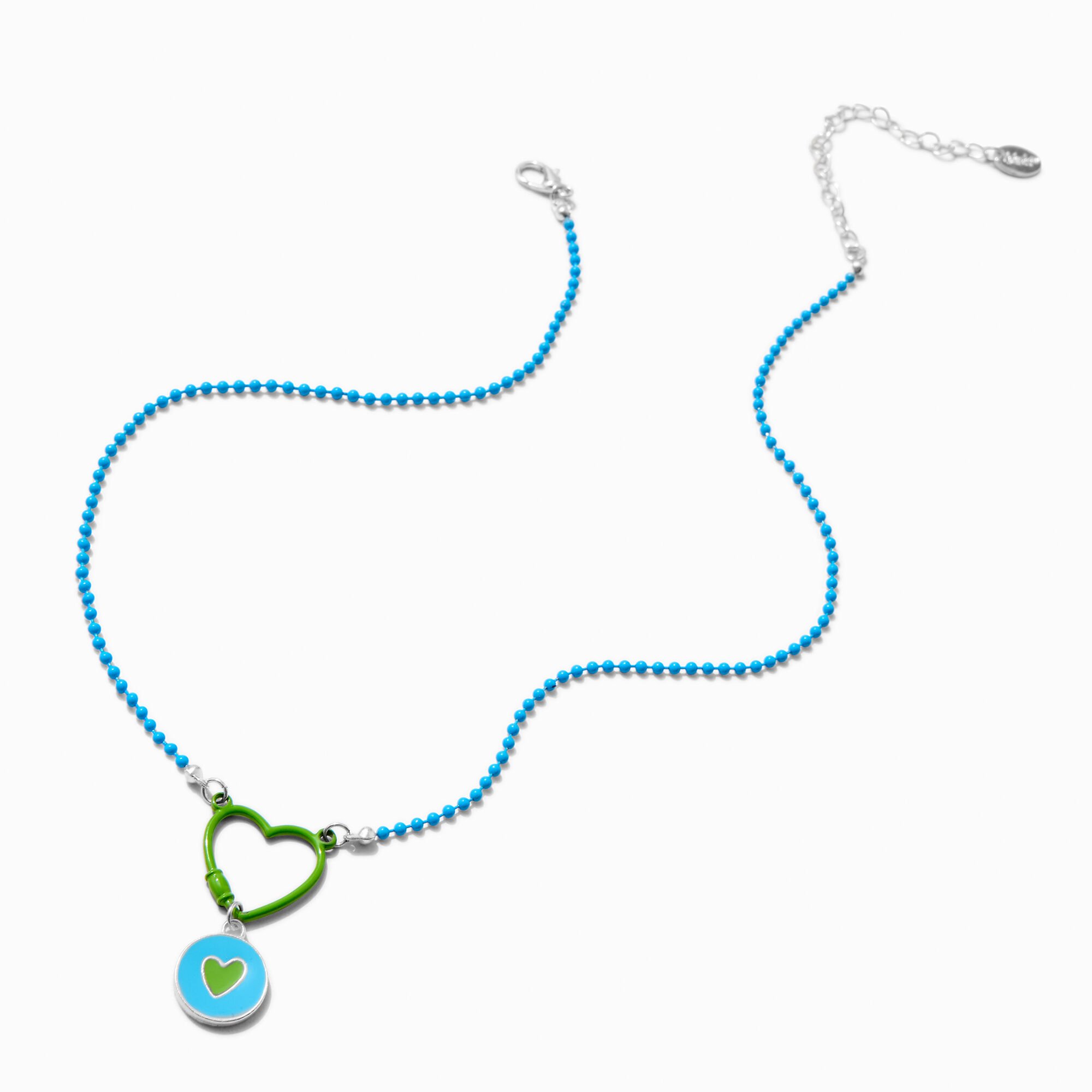 Green Heart Charm Pendant Necklace,