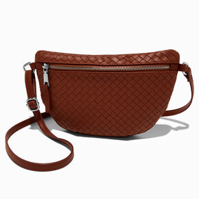 Brown Woven Belt Bag,