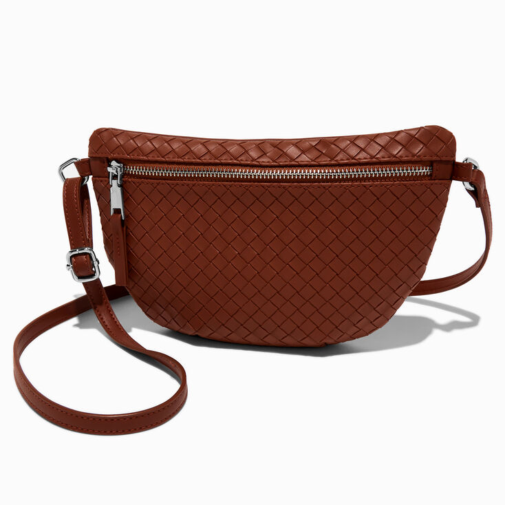 Brown Woven Belt Bag,