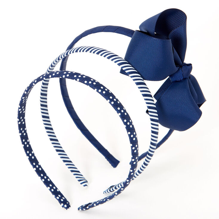 Bandeaux &agrave; n&oelig;ud motifs vari&eacute;s Claire&#39;s&nbsp;Club - Bleu marine, lot de 3,