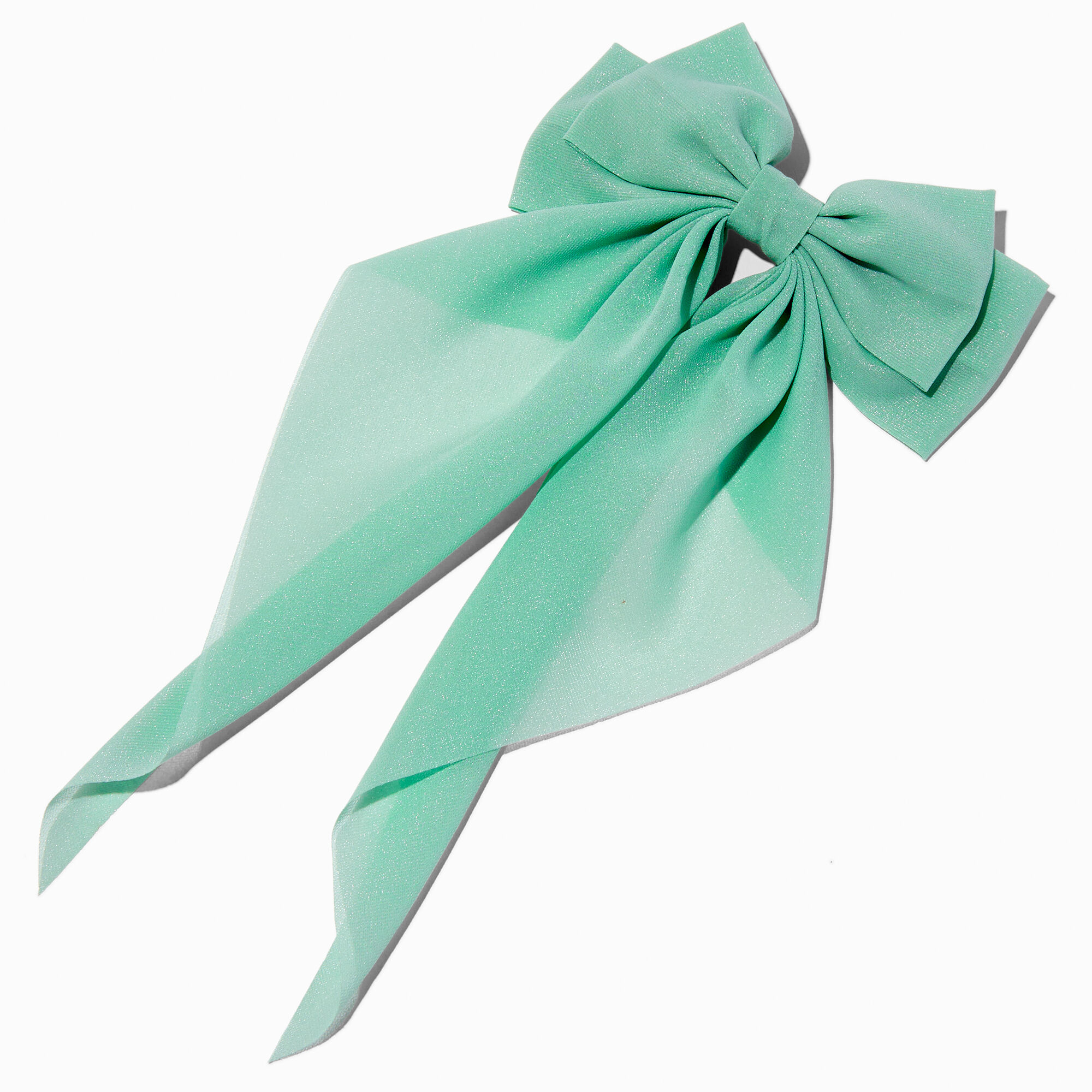 View Claires Mint Long Tail Bow Hair Clip Green information