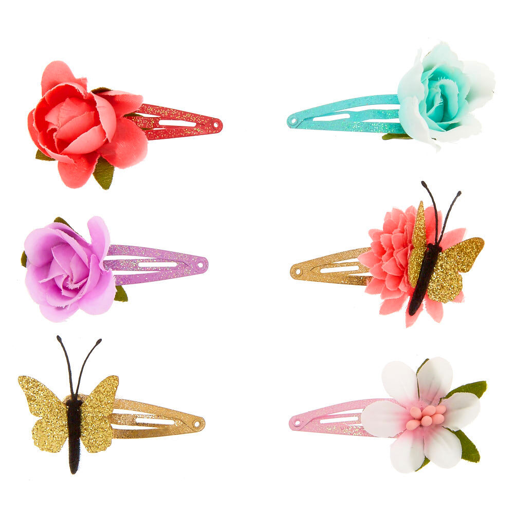 Kids Flower Butterfly Snap Hair Clips,