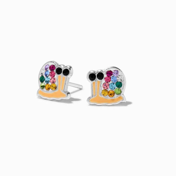 Sterling Silver Rainbow Snail Stud Earrings