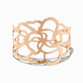 Gold-tone Cutout Rose Cuff Bracelet,