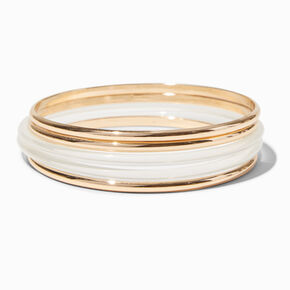 Gold-tone &amp; Clear Resin Bangle Bracelets - 5 Pack,