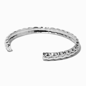 Silver-tone Quilted Cuff Bracelet,
