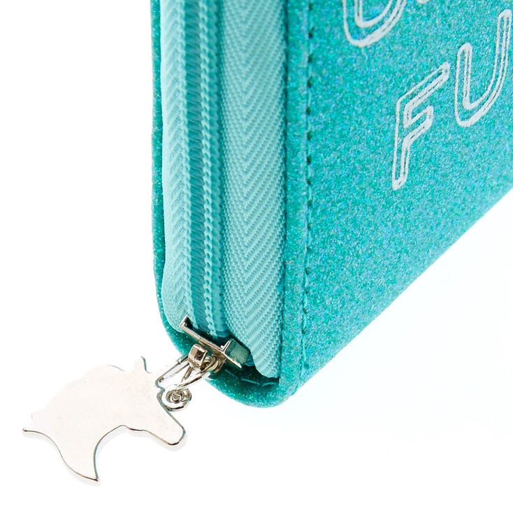 Mint Green Glittered Unicorn Funds Mini Wallet,