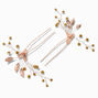 Rhinestone &amp; Rose Gold-tone Leaf Spray Hair Pins - 2 Pack,