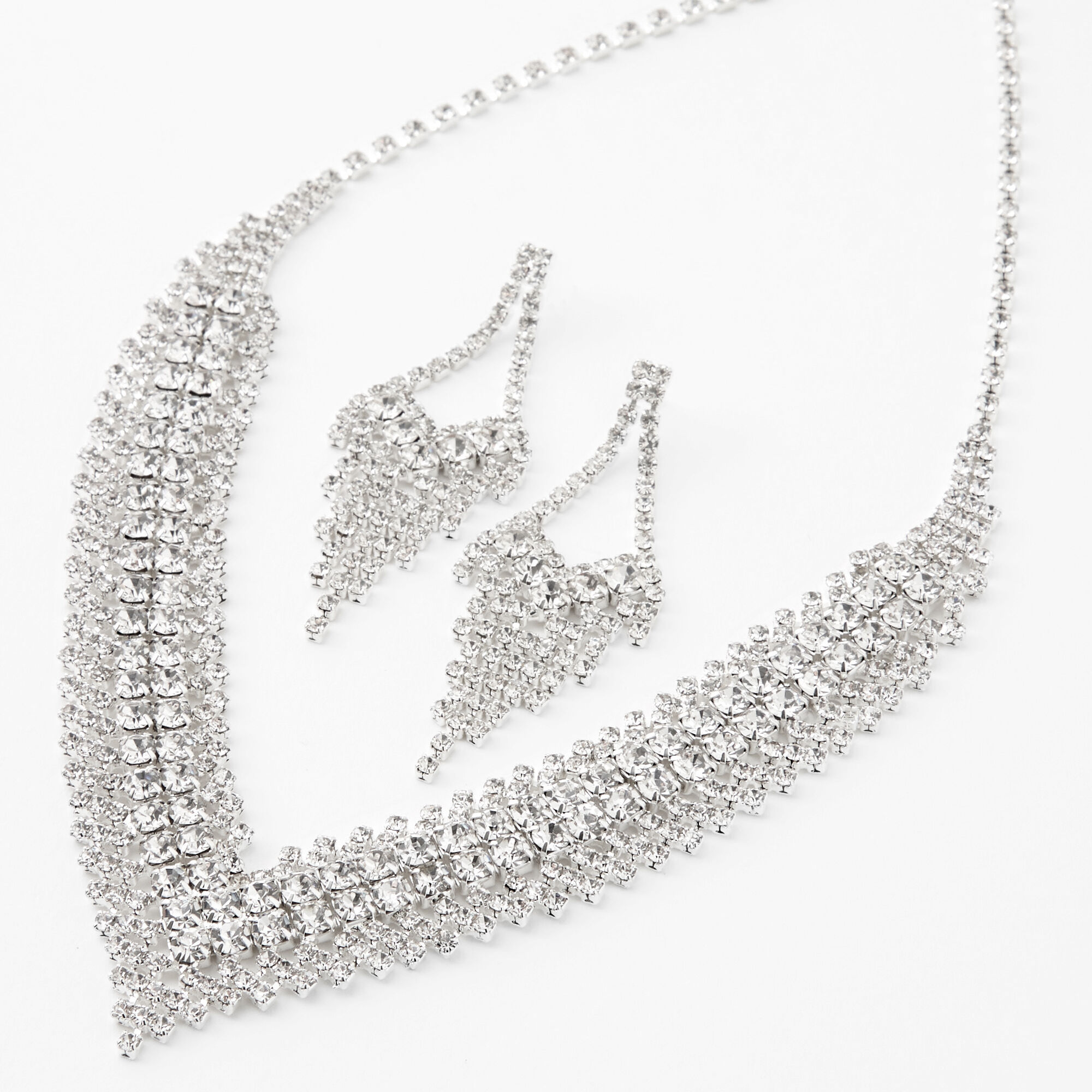 Silver rhinestone hotsell jewelry sets