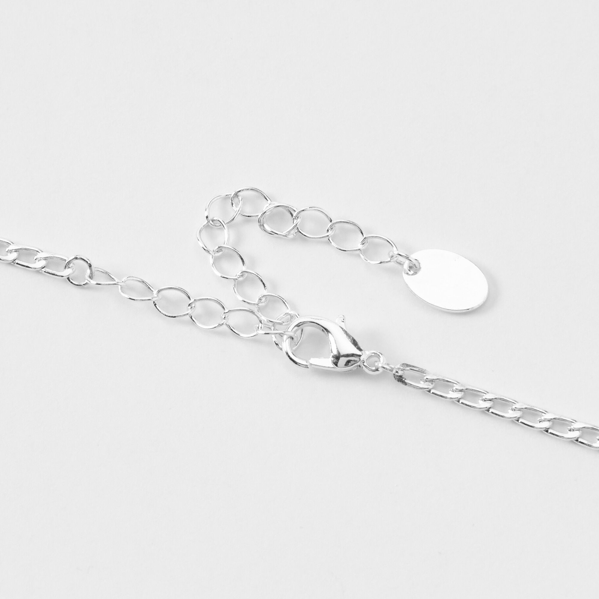 Rainbow Heart Charm Silver Choker Necklace,