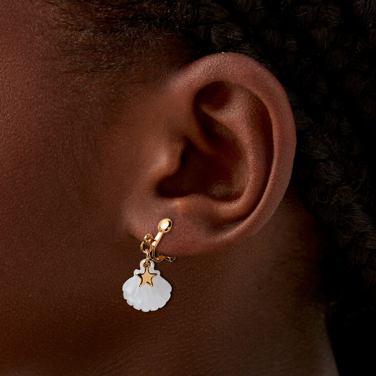 Gold-tone Sea Life Clip-On Stud Earrings - 3 Pack ,