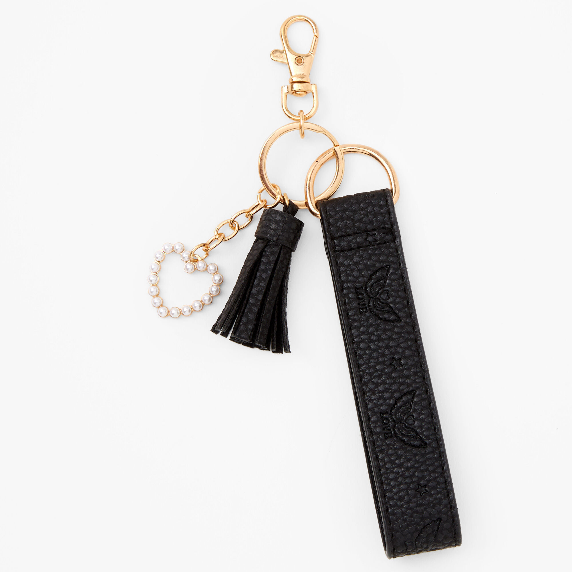 Claire's Porte-clés à plusieurs breloque cœurs perles d'imitation couleur dorée