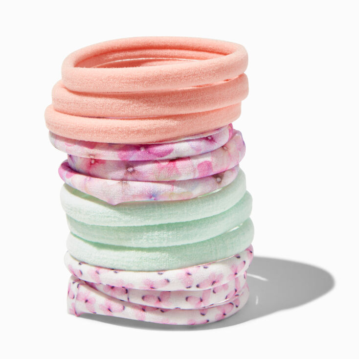 Spring Floral Rolled Hair Ties - 12 Pack,