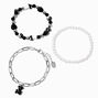 Black &amp; White Y2K Bracelet Set - 3 Pack,