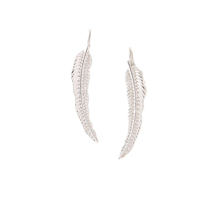 Claire's Bijoux d’oreilles feuille couleur argenté